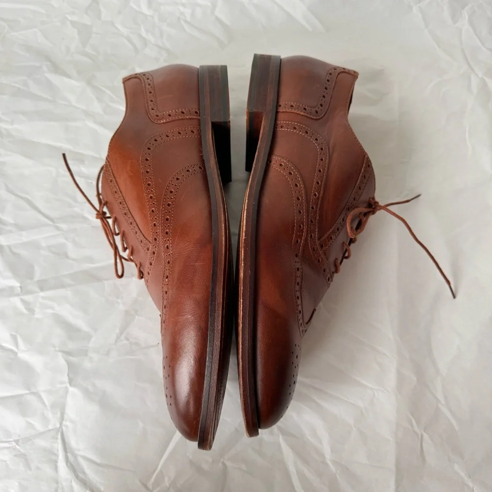 McCarren & Sons Tan Brown Brogued Oxfords Genuine Leather